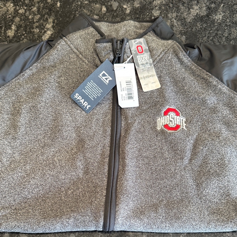 Ohio State University Cutter & Buck Gray Full-Zip Jacket NWT